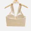 cream v-neck ribbed halter sports bra back view