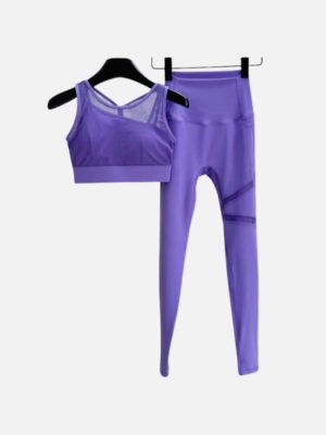 lavander mesh bra leggings workout sets