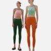 mint twist crop top and orange leggings set