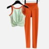 mint twist crop top and orange high waist leggings