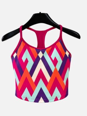 multicolor chevron racerback cropped sports bra