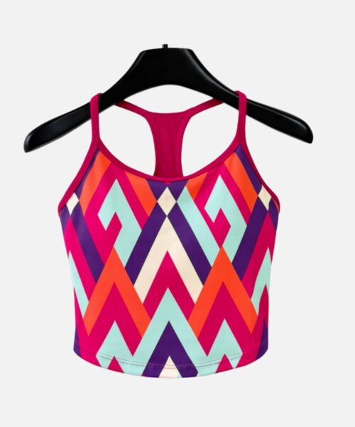 multicolor chevron racerback cropped sports bra