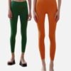 orange and green high waist workout leggings