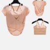 peach mesh wrap top with matching strappy bra