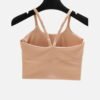 peach strappy back sports bra with scoop neckline