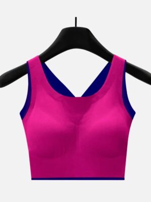 pink seamless crossback sports bra top