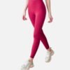 pink high waist full length leggings on model