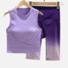 ribbed purple crop tank and purple ombre biker shorts
