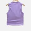 purple ribbed crop top with white built-in bra