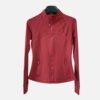 red long sleeve activewear zip jacket with mesh detail