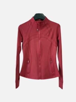 red long sleeve activewear zip jacket with mesh detail