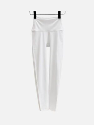 white high waist stretch workout leggings