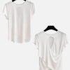 white open back layered short sleeve workout tee