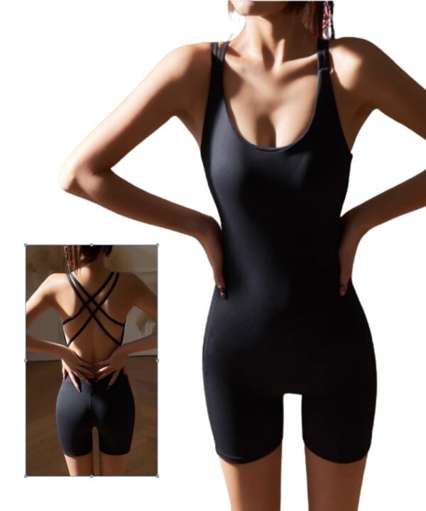 Tight Fit Training Crisscross Back Romper for Women - Image 2
