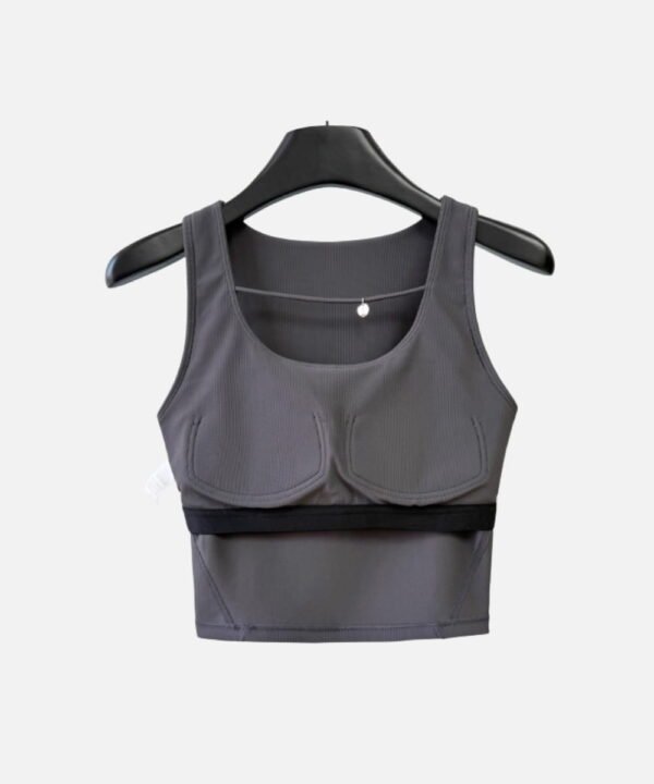 Women’s Padded Crop Top – Ribbed Cotton Nylon Activewear - Image 3