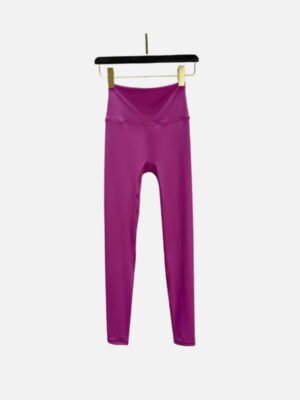 Magenta high-waist leggings for yoga and gym with flexible fit