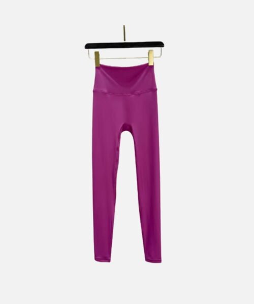 Magenta high-waist leggings for yoga and gym with flexible fit