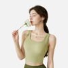 green crop top with textured lightweight fabric, perfect for workout sessions
