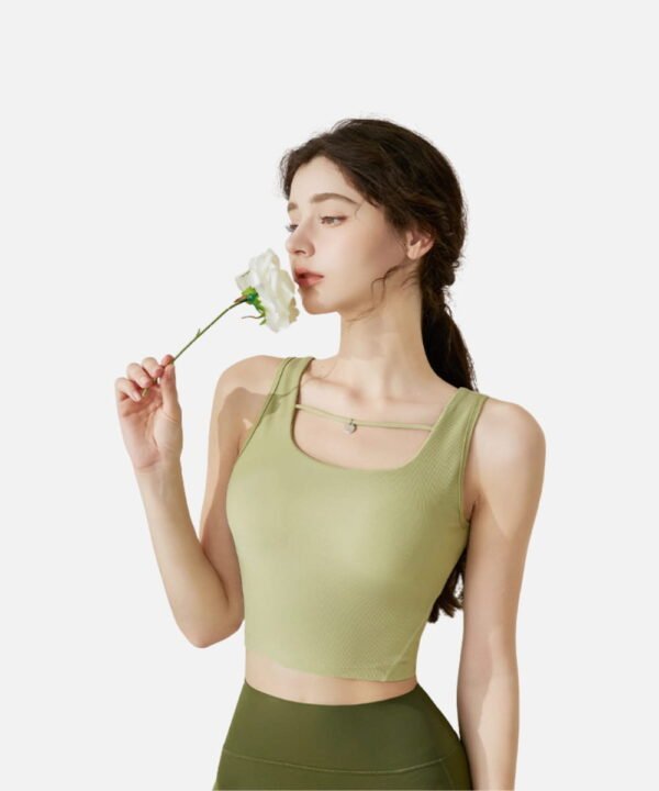 green crop top with textured lightweight fabric, perfect for workout sessions