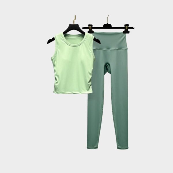 Mint green seamless activewear set designed for lightweight yoga and Pilates sessions