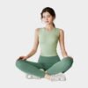 Mint green yoga outfit made with soft-stretch fabric ideal for mindful training