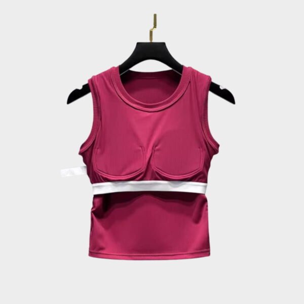 Raspberry red tank top with built-in inner bra lining for extra support